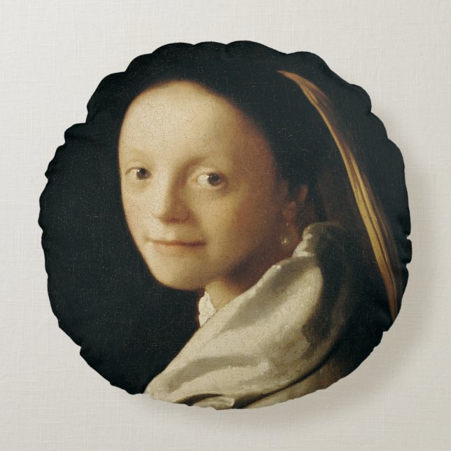 Coussins Ronds Portrait d'une jeune femme, c.1663-65 (Devant)