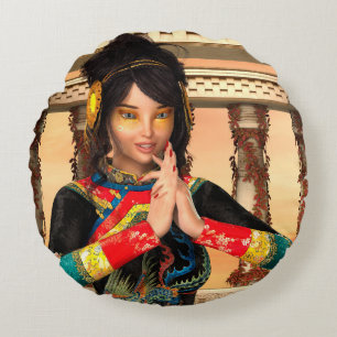 Coussins Ronds Portrait Fantastique d'Impératrice Chinoise