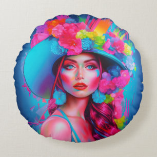Coussins Ronds Portrait floral de Neon Imaginaire