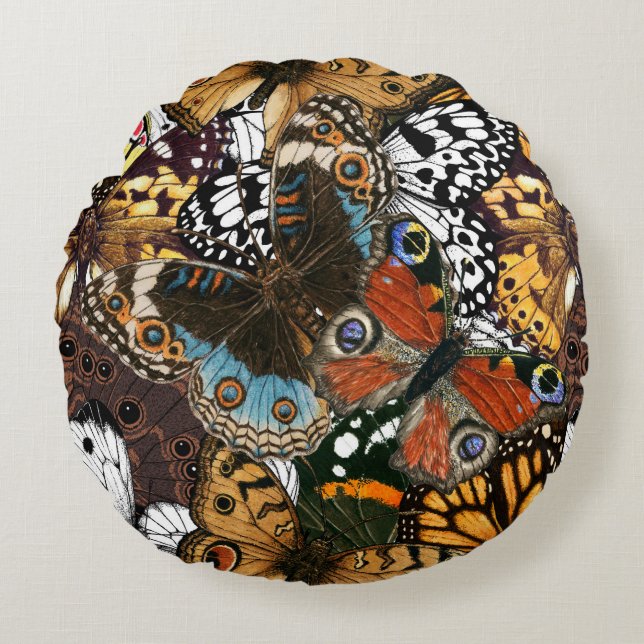 Coussins Ronds Poster de animal. Ailes papillons. (Devant)
