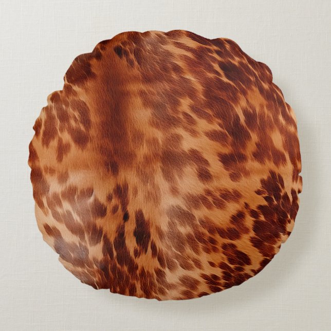 Coussins Ronds Poster de animal Brown de vache (Devant)