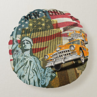 Coussins Ronds Poster vintage de New York.