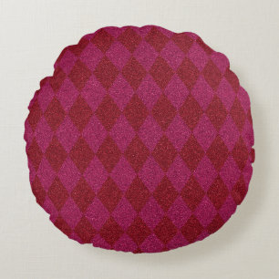 Coussins Ronds Pouf Parties scintillant rose et diamant rouge