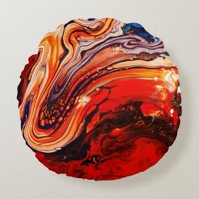 Coussins Ronds Pouring art, art abstrait (Devant)