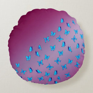 Coussins Ronds Poutres de Lune rose Abstraites et papillons