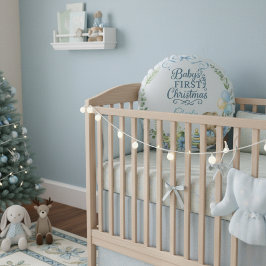 Coussins Ronds Premier Noël personnalisé du bébé garçon Photo