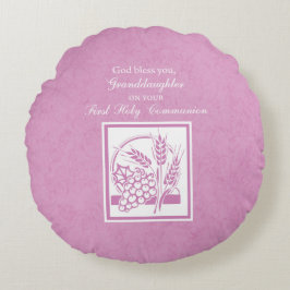 Coussins Ronds Première communion de la petite-fille, rose
