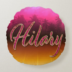 Coussins Ronds Prénom de Hilary Nom d'oreiller rose