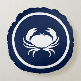 Coussins Ronds Presque Marine bleu et blanc Homard CRAB nautique