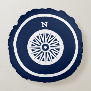 Coussins Ronds Presque Marine bleu Sailboat Seahorses nautiques