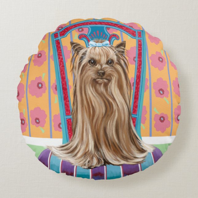 Coussins Ronds Princesse de la Couronne Yorkie (Devant)