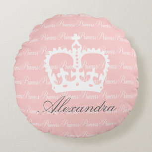 Coussins Ronds Princesse rose-n-blanc Nom personnalisé