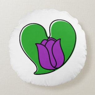 Coussins Ronds Printemps dans l'amour - Tulipes pourpres