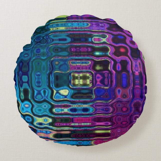 Coussins Ronds Psychedelic Ripple Effect  (Devant)