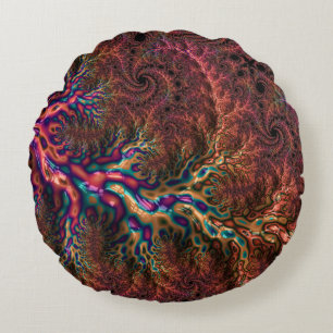 Coussins Ronds Psychedélique Groovy Tripant Funky Coloré Fractale