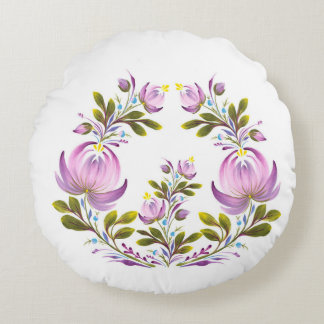 Coussins Ronds Purple Floral Wreath Decorative