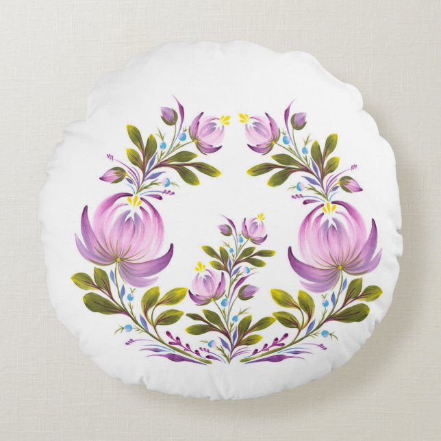Coussins Ronds Purple Floral Wreath Decorative (Devant)