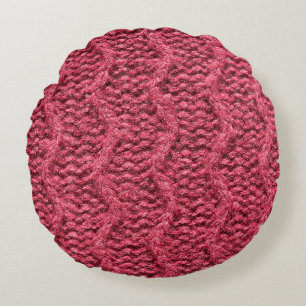 Coussins Ronds Purple rouge, tricot cerise texture de pull