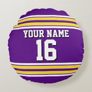 Coussins Ronds Purple with Yellow White Stripes Team