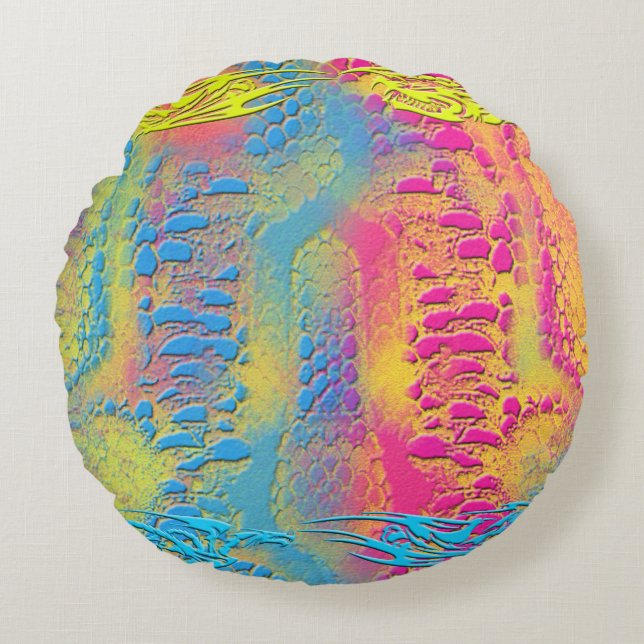 Coussins Ronds PYTHON - moderne fractale décorative - (Devant)