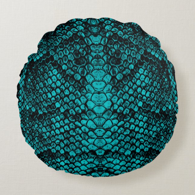 Coussins Ronds Python Skin : Conception Motif de serpent (Devant)