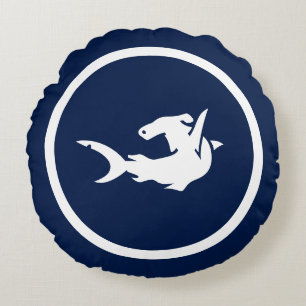 Coussins Ronds Quasiment bleu marine marteau requin nautique