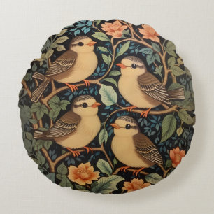 Coussins Ronds Quatre Bébés mignons Oiseaux Nature Inspiré
