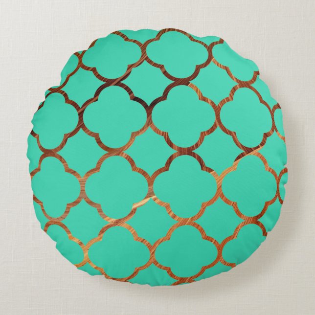 Coussins Ronds Quatrefoil Turquoise Blue Sandstone Motifs Noël (Devant)