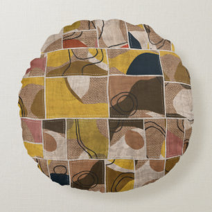 Coussins Ronds Quilt collage en patchwork : impression mixte.