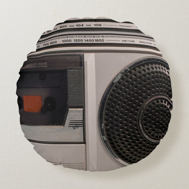 Coussins Ronds Radiocassette radio stéréo portable rétro obsolète (Devant)