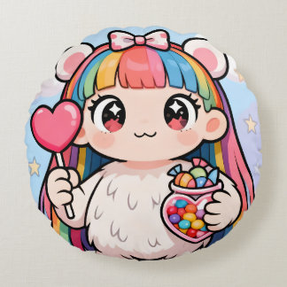 Coussins Ronds Rainbow Kawaii Bear Round Cushion