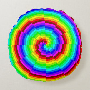 Coussins Ronds Rainbow Spiral par Kenneth Yoncich
