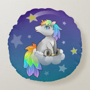Coussins Ronds Rainbow Unicorn Baby Kid's mignon Décor de la cham