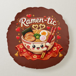 Coussins Ronds Ramen-tique – Bol de Ramen Kawaii Mignon