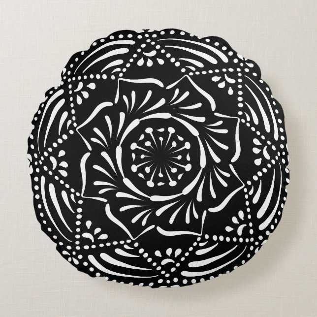 Coussins Ronds Raven Mandala (Devant)