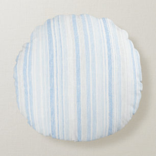 Coussins Ronds Rayures carreaux bleu clair blanc