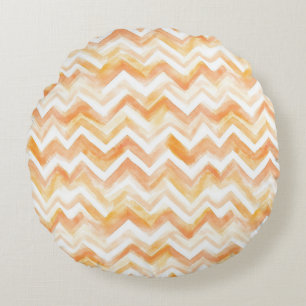 Coussins Ronds Rayures Chevron Orange Pêche