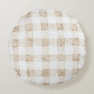 Coussins Ronds Rayures Crème Beige Chaudes et Confortables
