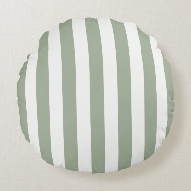 Coussins Ronds Rayures intemporelles Sage Green (Devant)