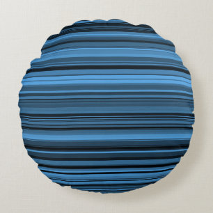 Coussins Ronds Rayures Noir Bleu