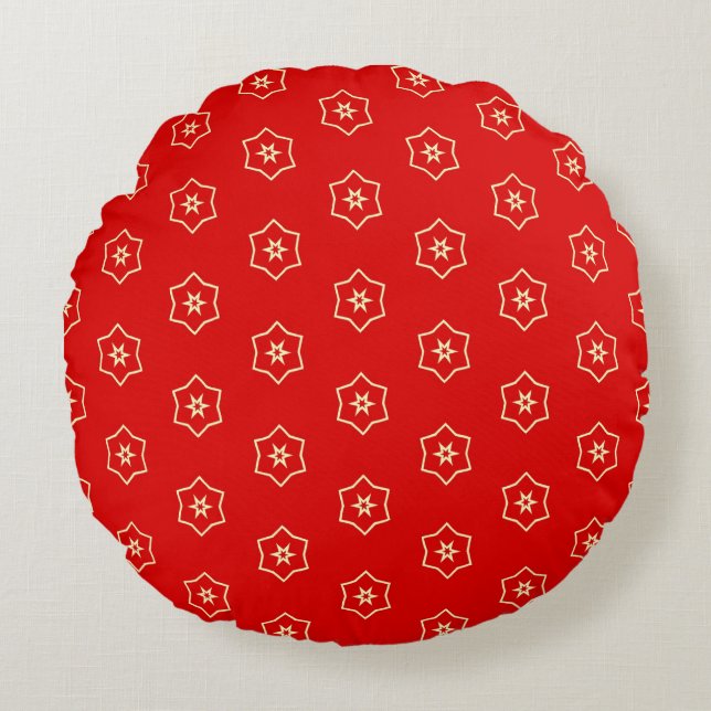 Coussins Ronds Red and Gold Ornamental Design (Devant)