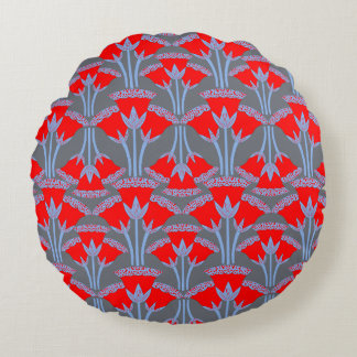 Coussins Ronds Red Bellflower Round Throw Pillow | One Owl Artist