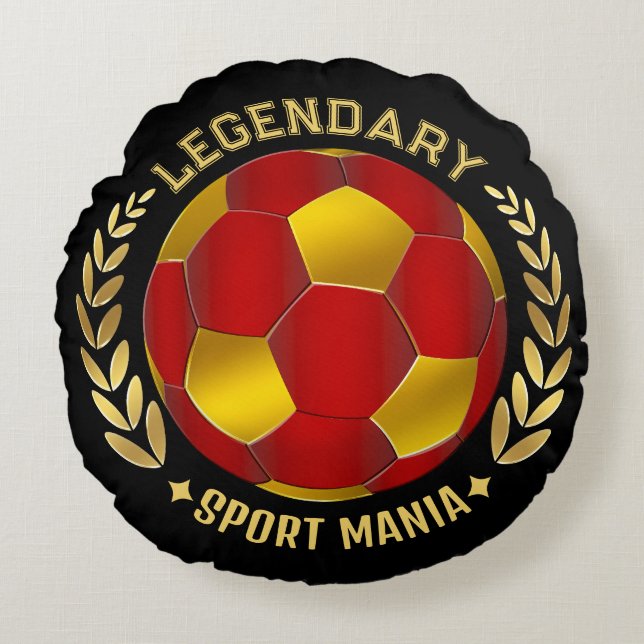 Coussins Ronds Red Black Gold Soccer Logo (Devant)
