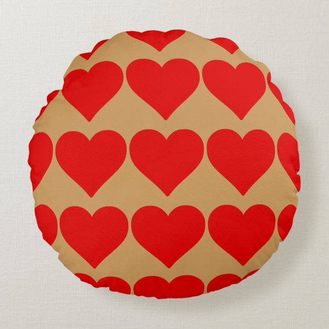 Coussins Ronds Red Heart Shape Love Classic Simple Minimalisme (Devant)