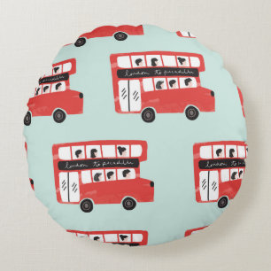 Coussins Ronds Red London Double Decker Bus sans joint Motif