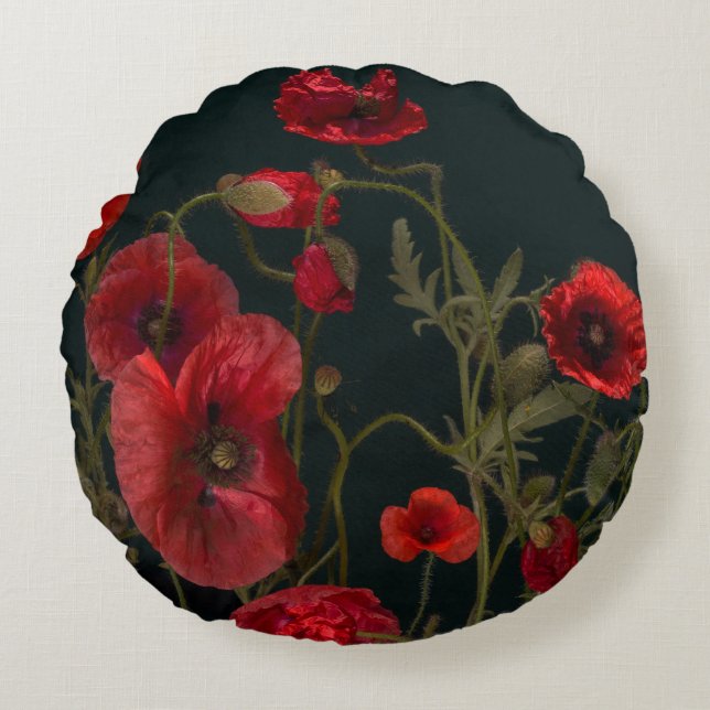 Coussins Ronds Red Poppies (Devant)