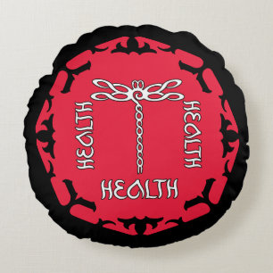 Coussins Ronds Red Root Chakra "Santé" conception de libellule