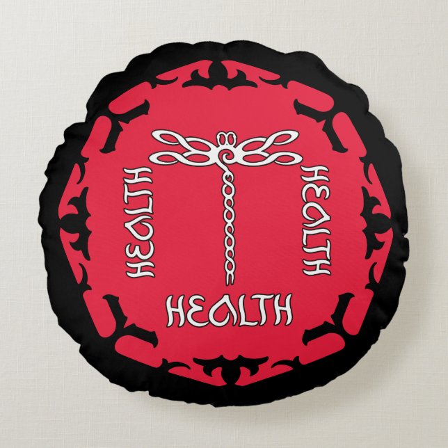 Coussins Ronds Red Root Chakra "Santé" conception de libellule (Devant)