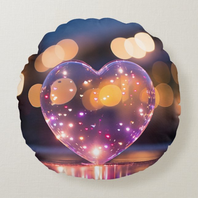 Coussins Ronds Réflexions de lumière du coeur (Devant)