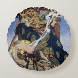 Coussins Ronds Reine Maeve Princesse Guerrière Art Fantastique